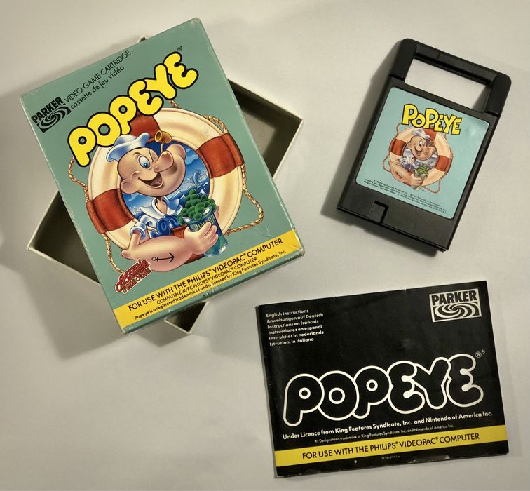Gra wideo POPEYE na konsolę Philips Videopac komplet BOX retro arcade