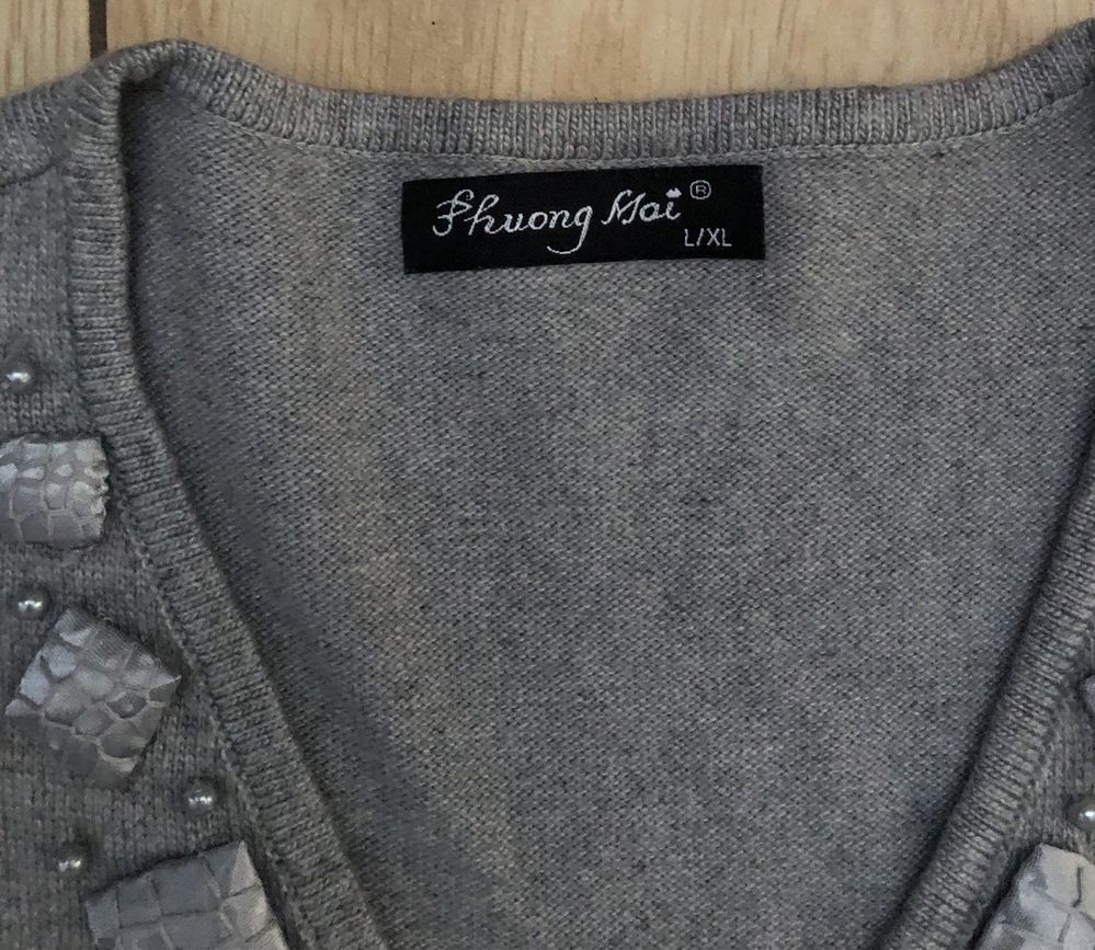 Jasnoszara sukienka z wełną i angorą Phuong Mai L/XL