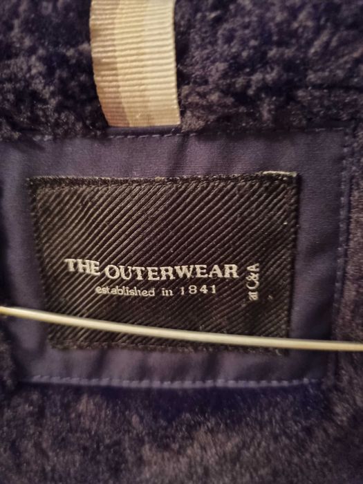 Granatowa zimowa kurtka z kapturem