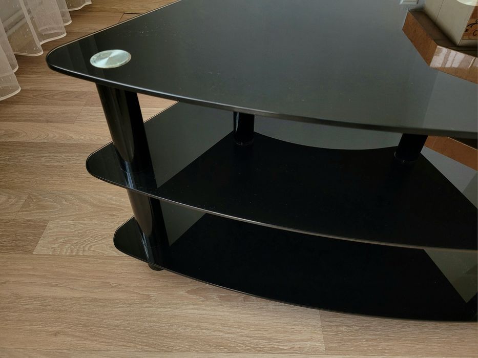 Stolik szklany czarny pod telewizor RTV TV Bobolic