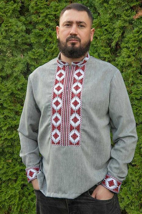 Вишиванка чоловіча з льону сорочка для чоловіка традиційна