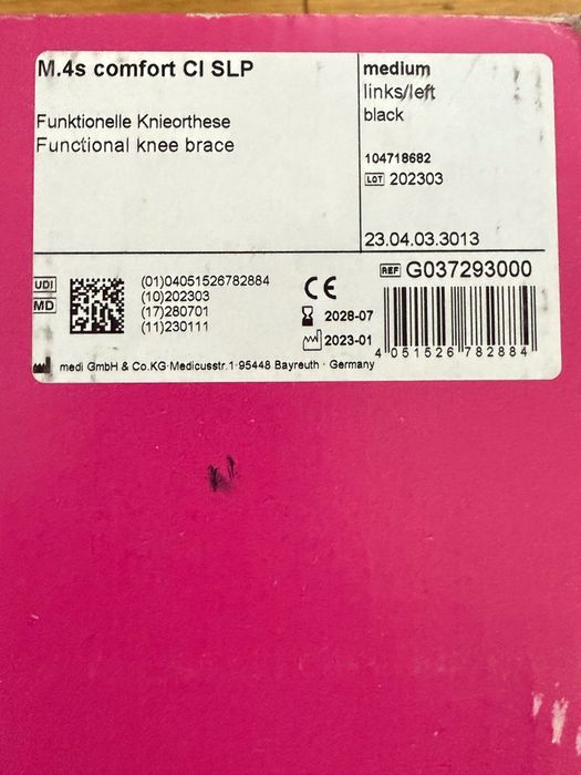 medi M.4s comfort CI orteza kolana lewa – rozmiar M, czarna