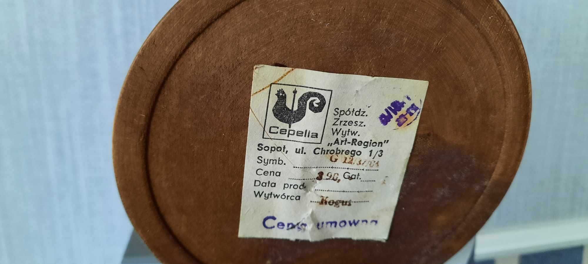 Drewniany świecznik Kogut  Cepelia Art-Region Sopot lata 70-te