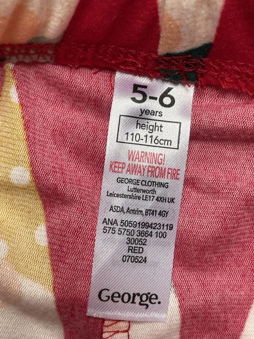 110 116 George czerwone spodnie dół od piżamy święta mikołaj krasnal