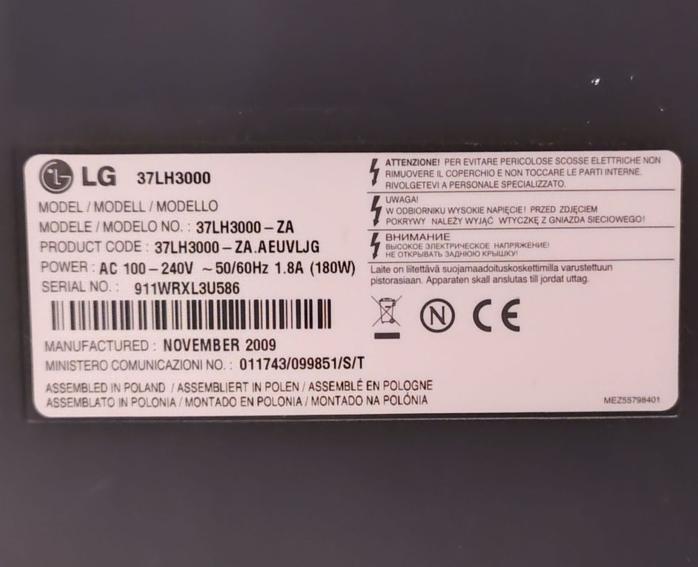 Telewizor LCD 37" LG 37LH3000
