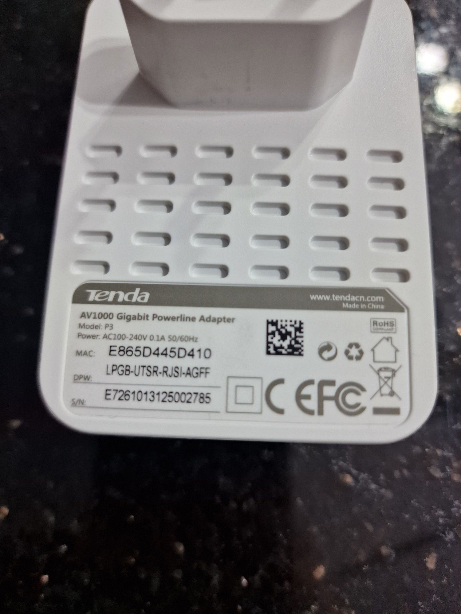 Transmiter sieciowy TENDA AV1000 P3 powerline adapter