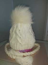 Зимняя шерстяная  шапка Артик с песцом