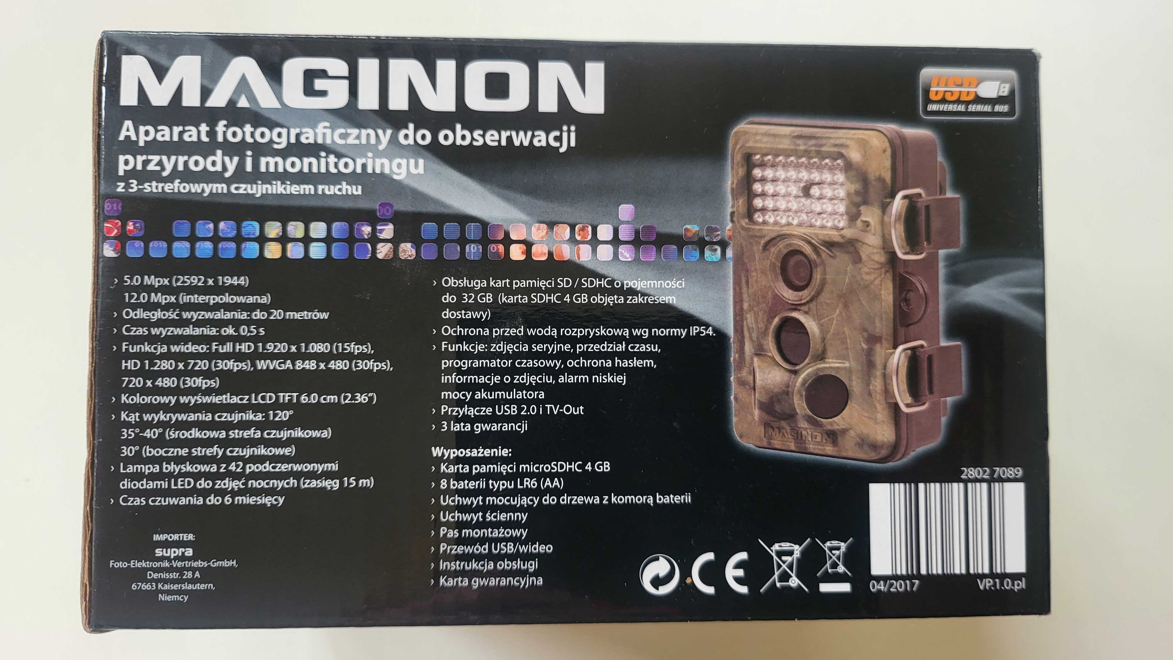 Aparat Maginon do obserwacji przyrody i monitoringu z czujnikiem ruchu