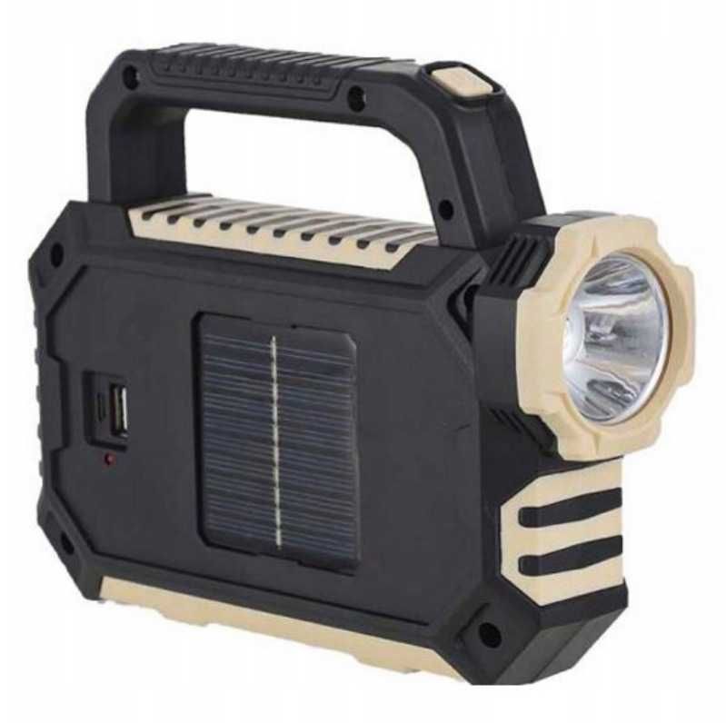 Latarka akumulatorowa solarna turystyczna 73 LED USB szperacz halogen