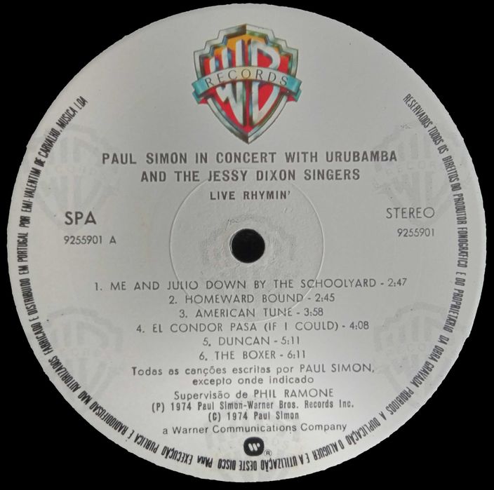 Paul Simon Live In Concert	- - - - -	Live Rhymin'	- - - - -	LP