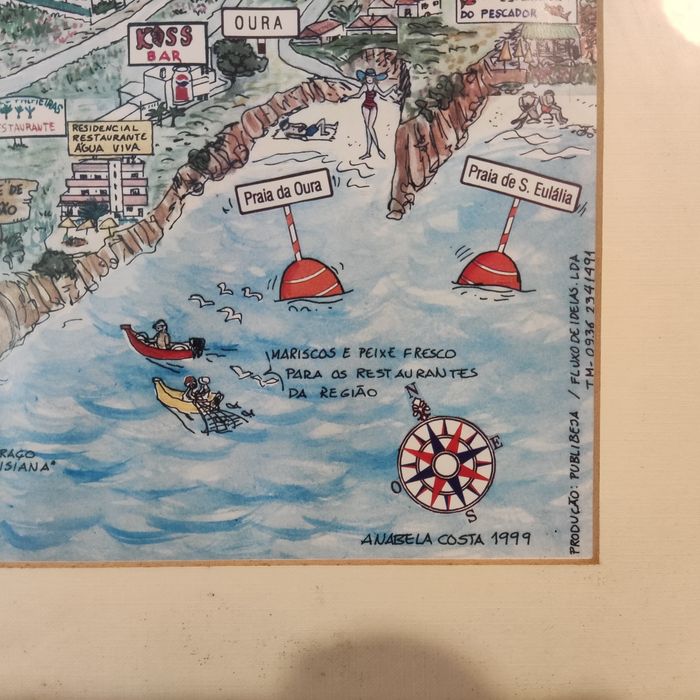 Quadro "ilustração, vista aérea de Albufeira" Anabela Costa 1999