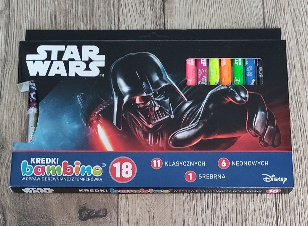 Kredki Bambino oprawa drewniana Star Wars 18 kolorów temperówka nowe