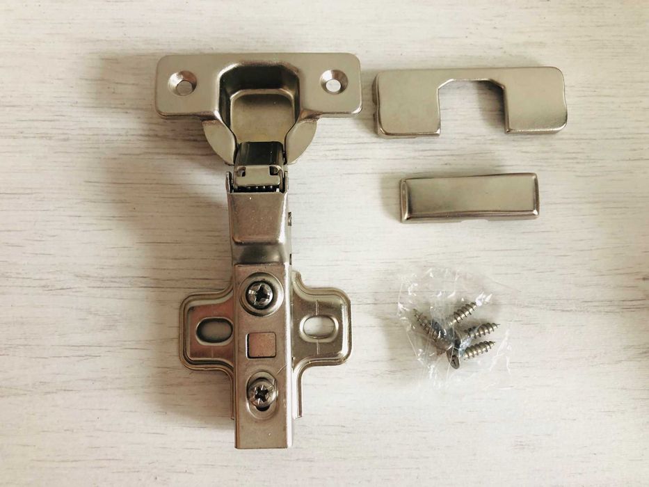 NOWY zawias meblowy hydrauliczny wygięty 8 mm do drzwi bliźniaczych