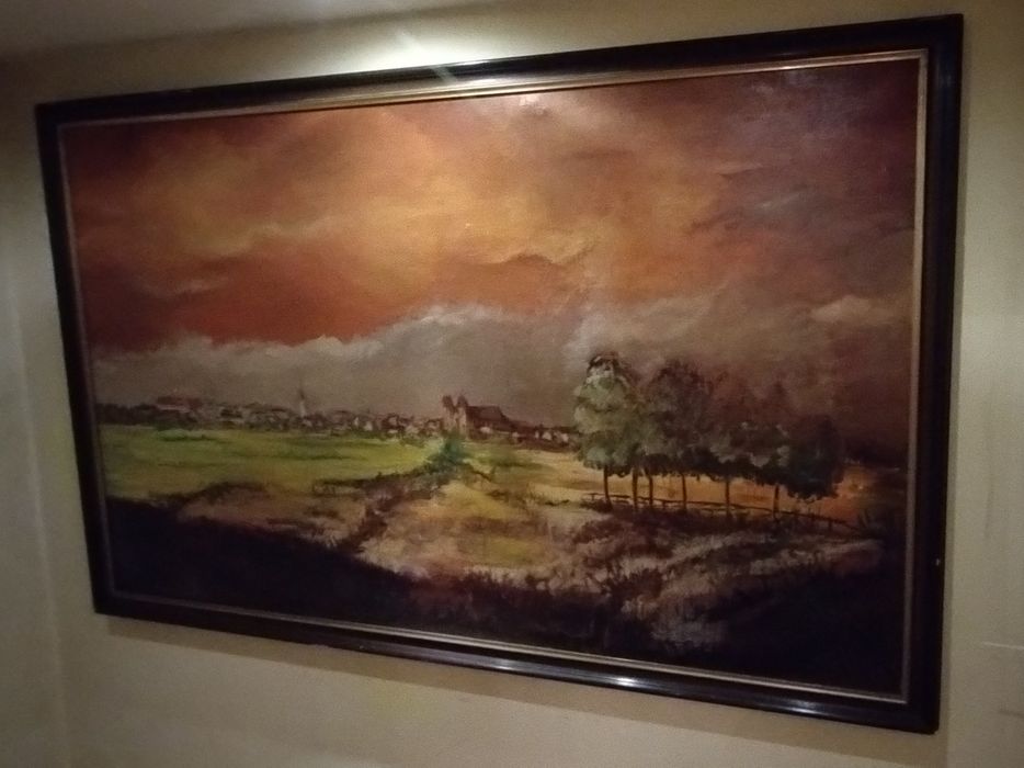 Duży, piękny obraz z Ratusza w Brzegu, pt. "Panorama Brzegu"