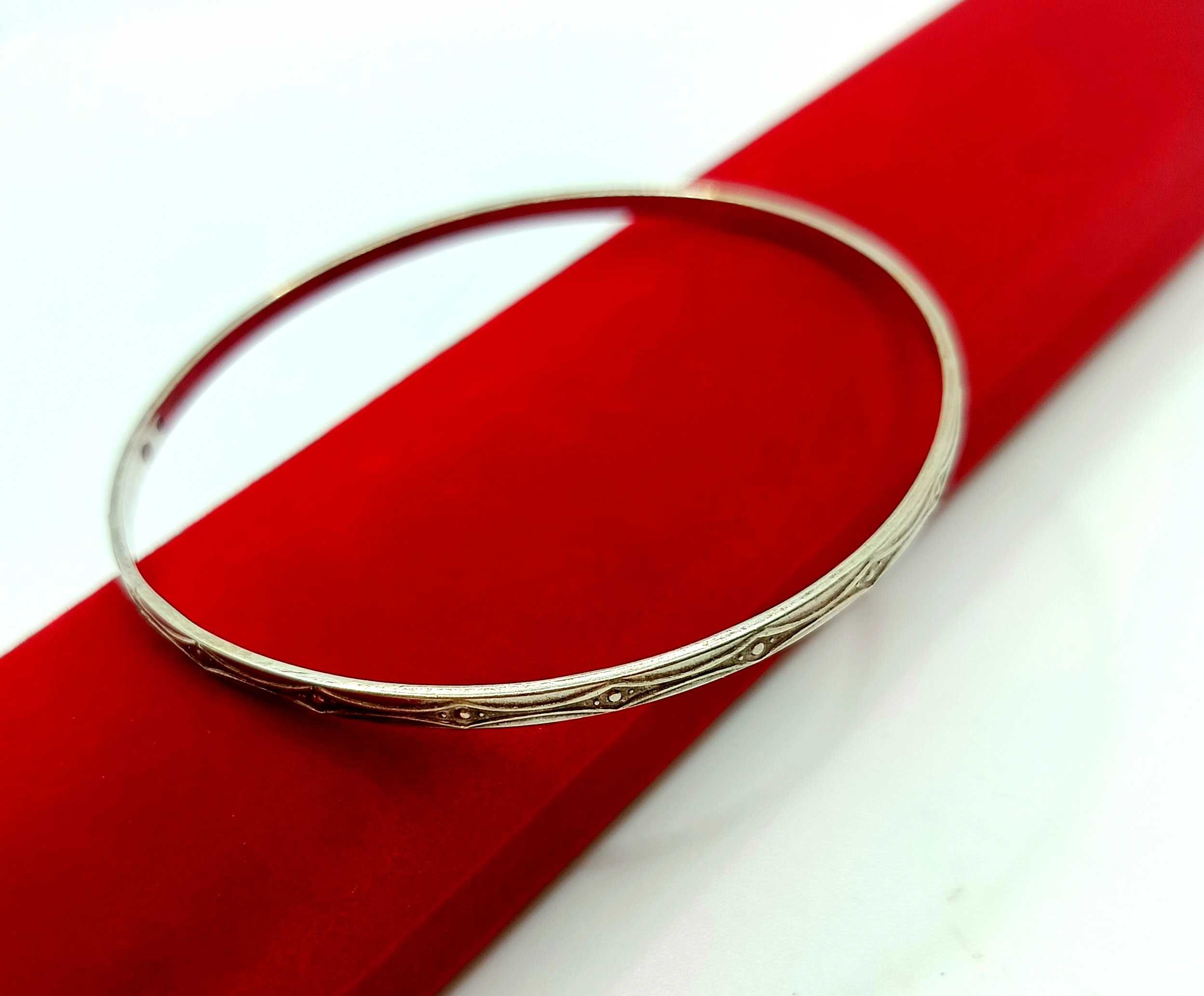 Srebrna bransoletka obręcz Warmet Pr.800 W:8gr Śr.6,5cm InterSKLEP