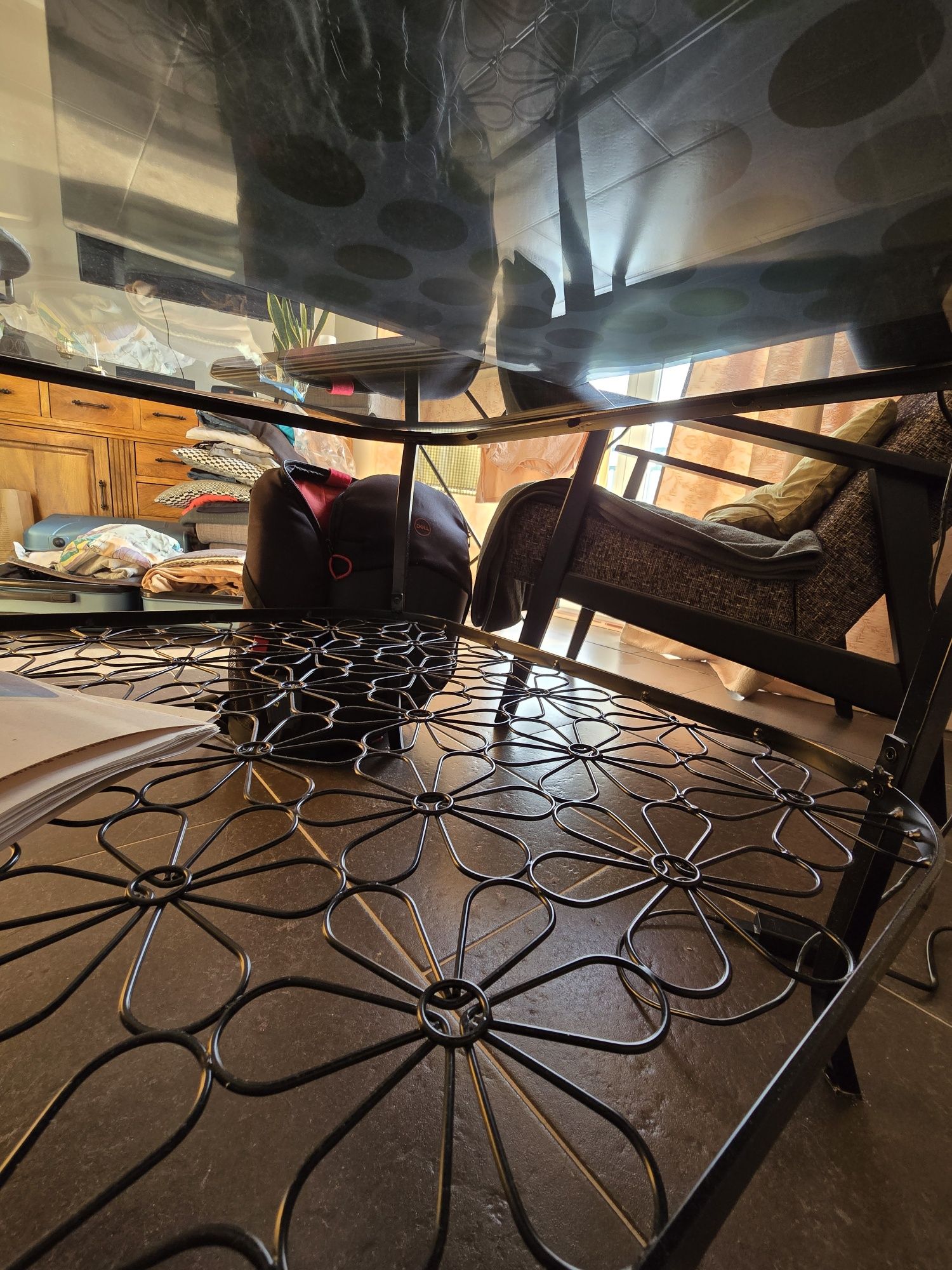 Stolik do salonu - metal i szkło - stolik kawowy