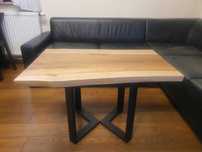 Stolik kawowy, Loft, Industrial, Monolit, Lite drewno, Orzech