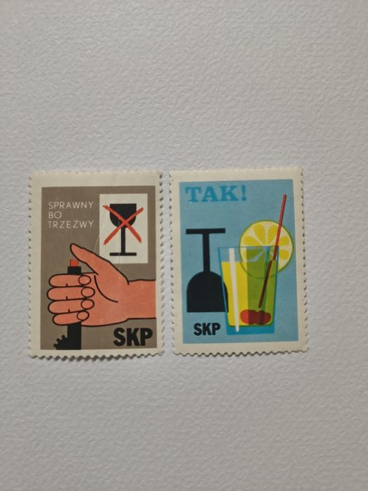 PRL – Sprawny bo trzeźwy / TAK! SKP – znaczki propagandowe