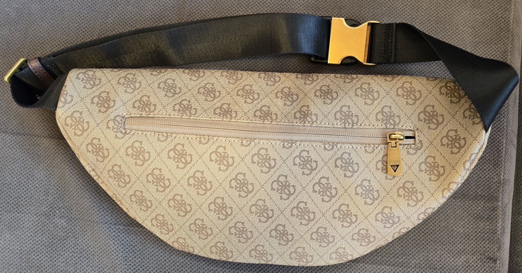 Nerka saszetka oryginalna Guess na pas lub ramię unisex beż brąz