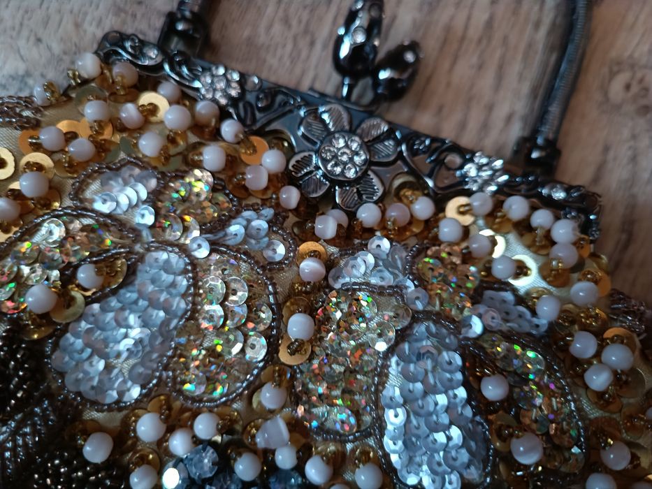 Luksusowa koktajlowa mała torebka wieczorowa  wizytowa weselna bankiet