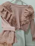 Camisola rosa com folho
