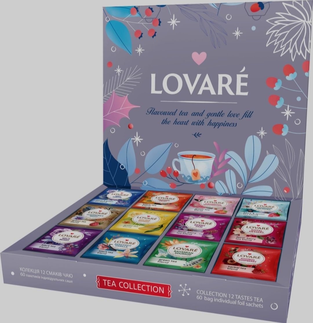 Колекція чаю Lovare Flowers & Tea 12 видів по 5 шт