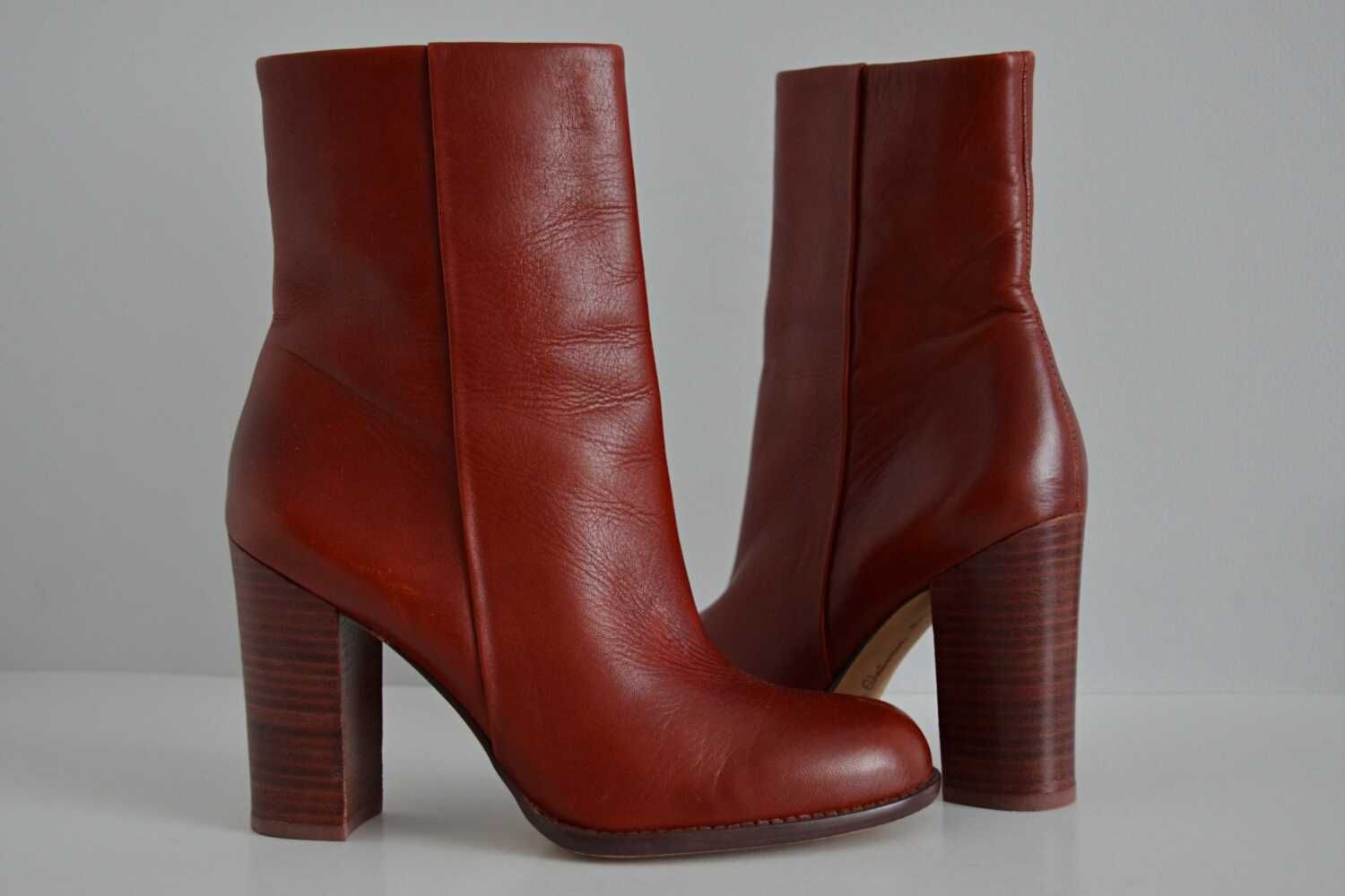UWODZICIELSKIE rude botki Sam Edelman naturalna skóra 38