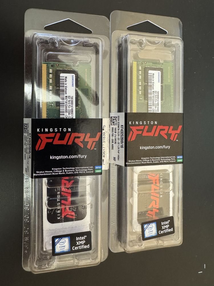 2 плашки ddr4, 8gb, 3200mhz, samsung= 16gb