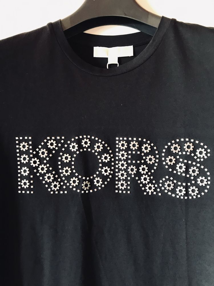 Koszulka Michael Kors, czarna, srebrna aplikacja, pasuje na XS/S