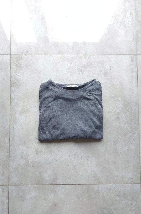 Dłuższy sweterek sweter z rozcięciami damski szary wełniany Zara S 36