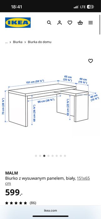 Biurko Malm Ikea