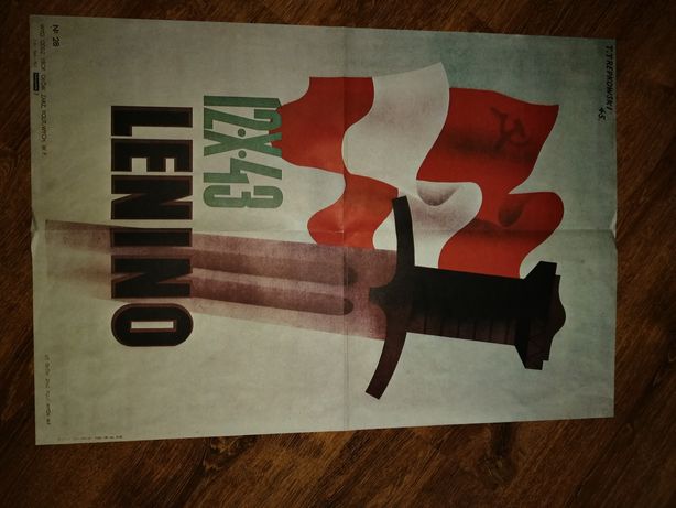 "Lenino 12X43" Plakat vintage propaganda PRL lata 70