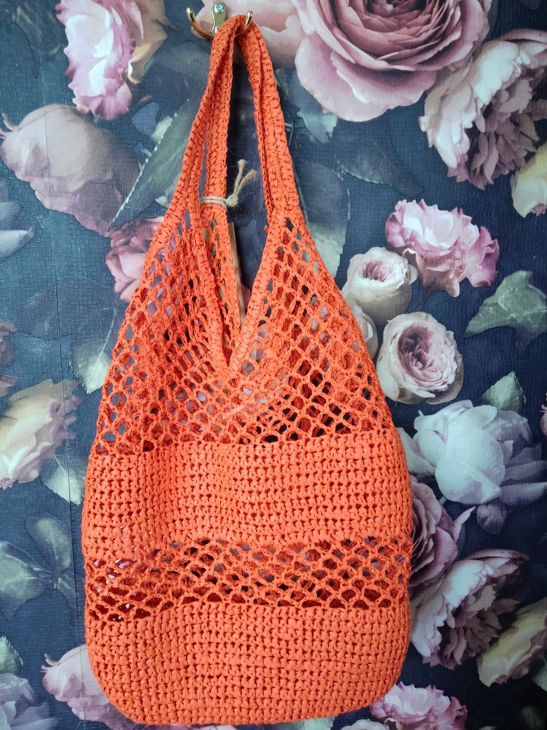 Torba pleciona plażowa Boho pomarańcz