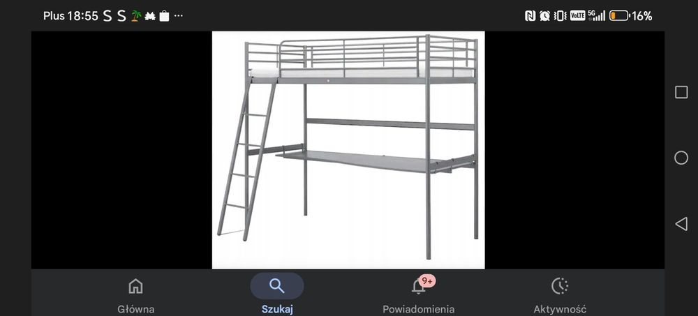 Łóżko piętrowe z biurkiem Swarta