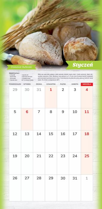 Kalendarz Terminarz 2026 Kuchenny notatnikowy paskowy 22x46cm pRzepisy