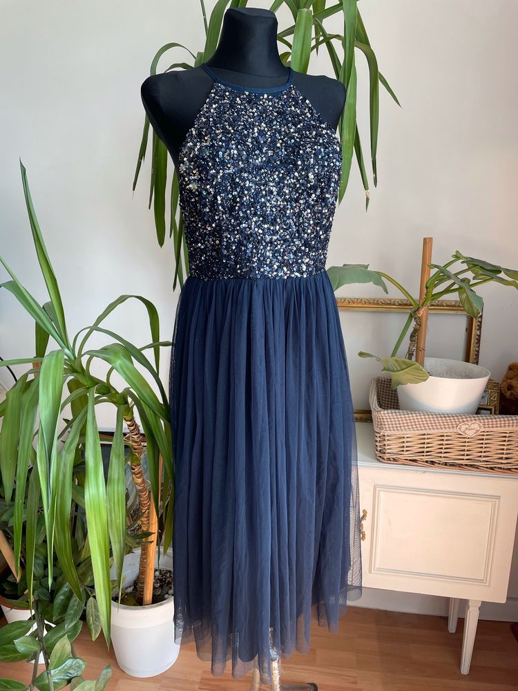 Maya deluxe sukienka tiulowa midi cekinowa 42 xl L 40 asos