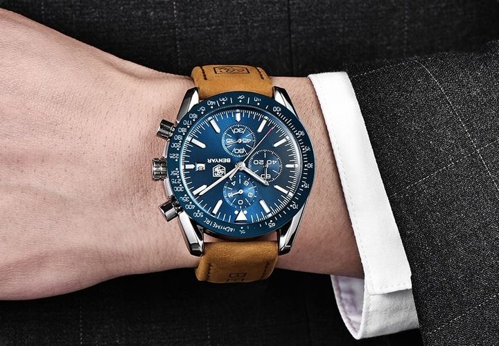Zegarek Męski Klasyczny Benyar Chronograf +pudełko