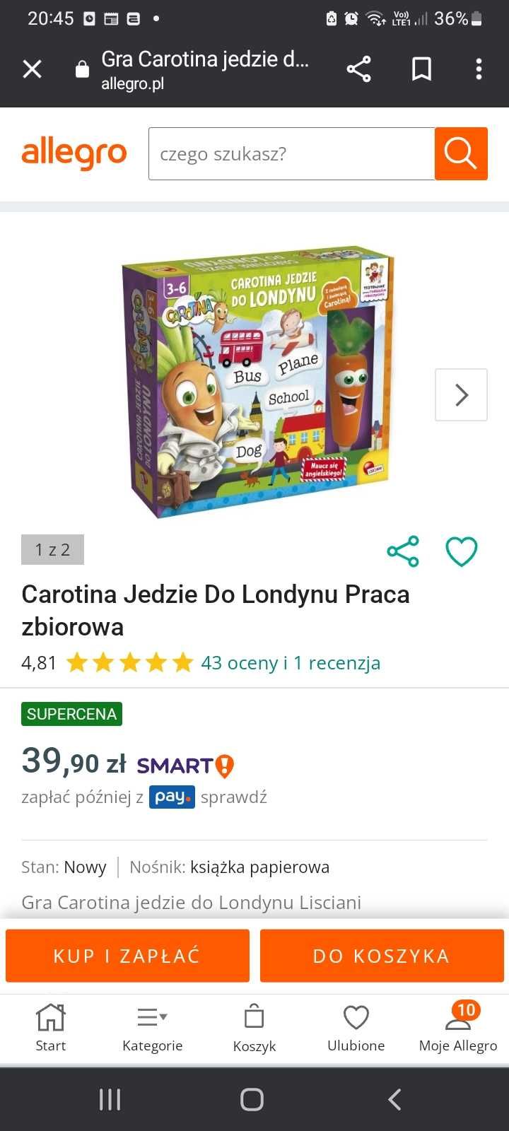 Gra Carotina jedzie do Londynu, 3-6 lat