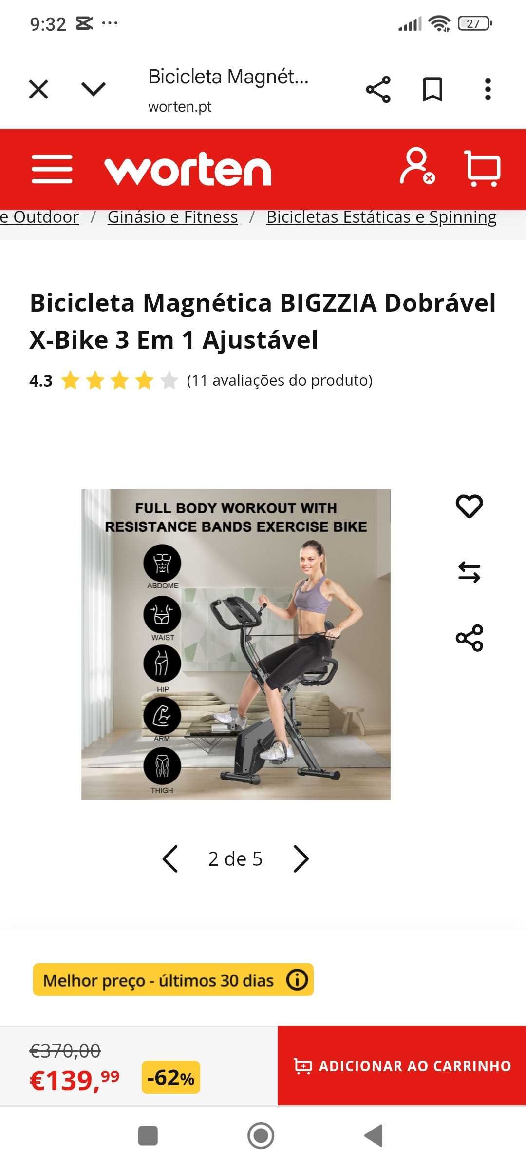 Vendo bicicleta de exercício como nova