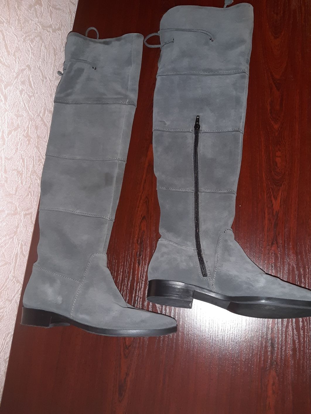 Кожа высокие женские сапоги р.37