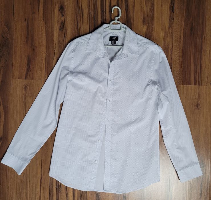 Elegancka koszula w kropki H&M, rozmiar M, slim fit, easy iron