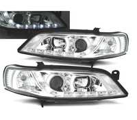 FARÓIS FRONTAIS LUZ DIURNA LED PARA OPEL VECTRA B 95-98 FUNDO CROMADO