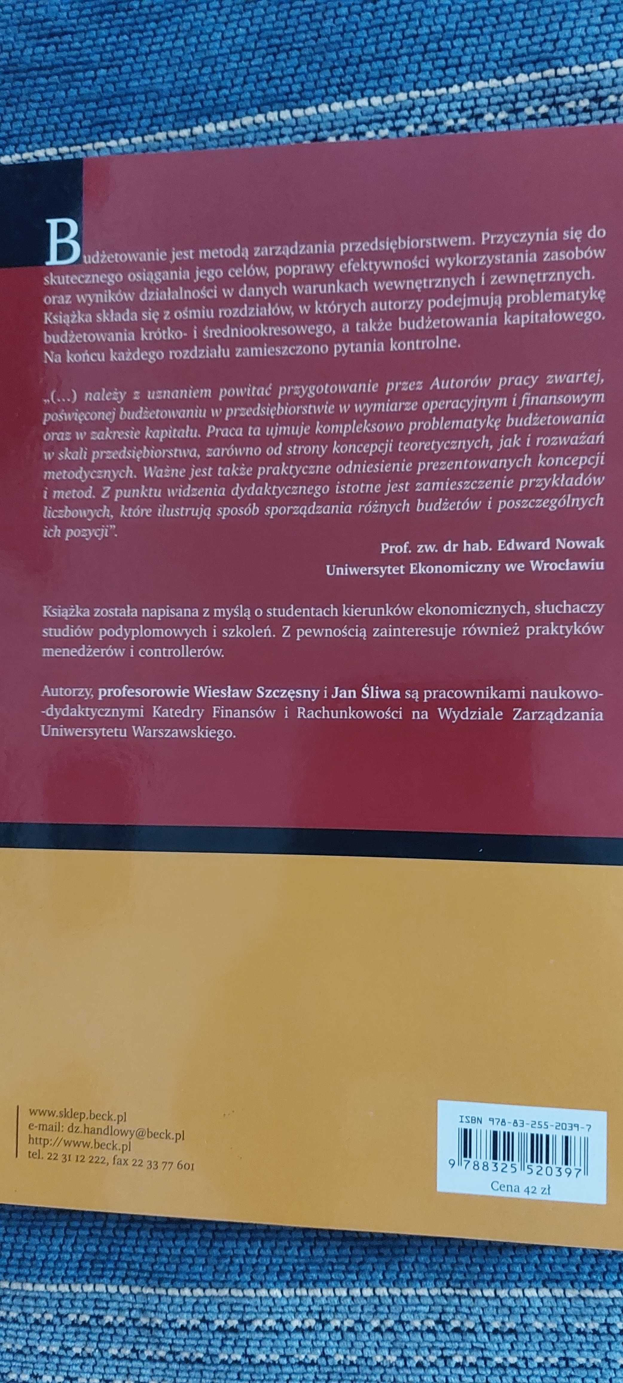 Wiesław Szczęsny, Jan Śliwa - Budżetowanie operacyjne, finansowe i kap
