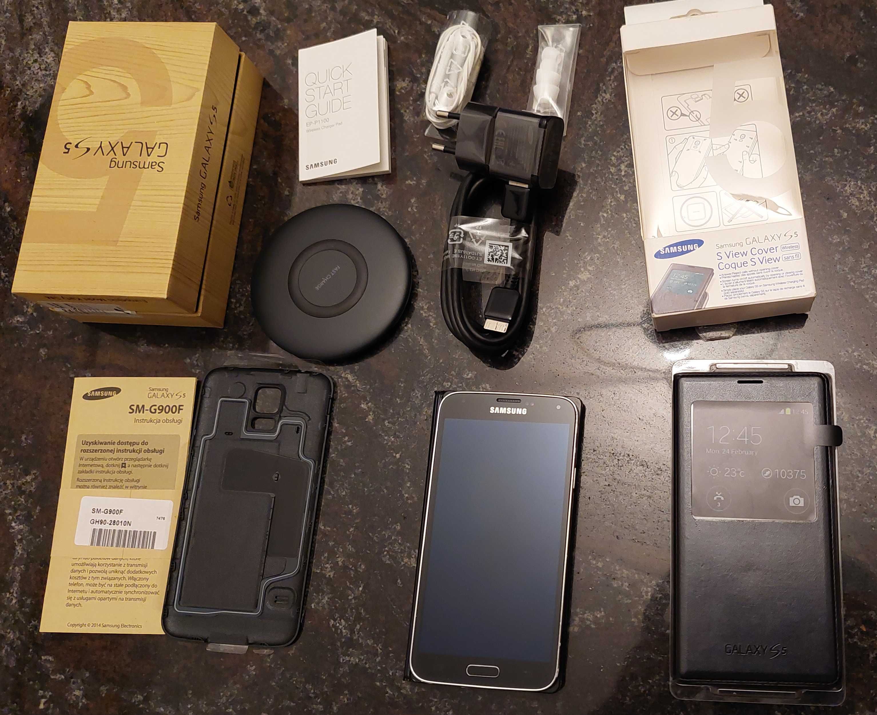Samsung SM-900F, etui i podkładka do ład. bezprzedwodowego i inne