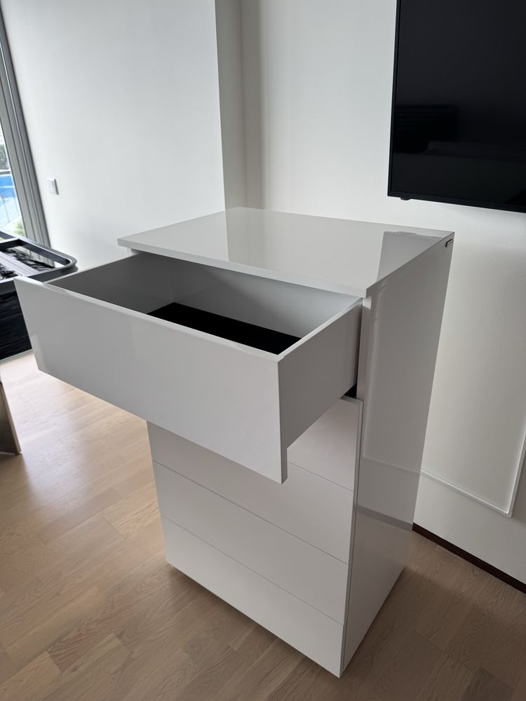 Cómoda Branca Madeira Lacada 5 gavetas Interdesign
