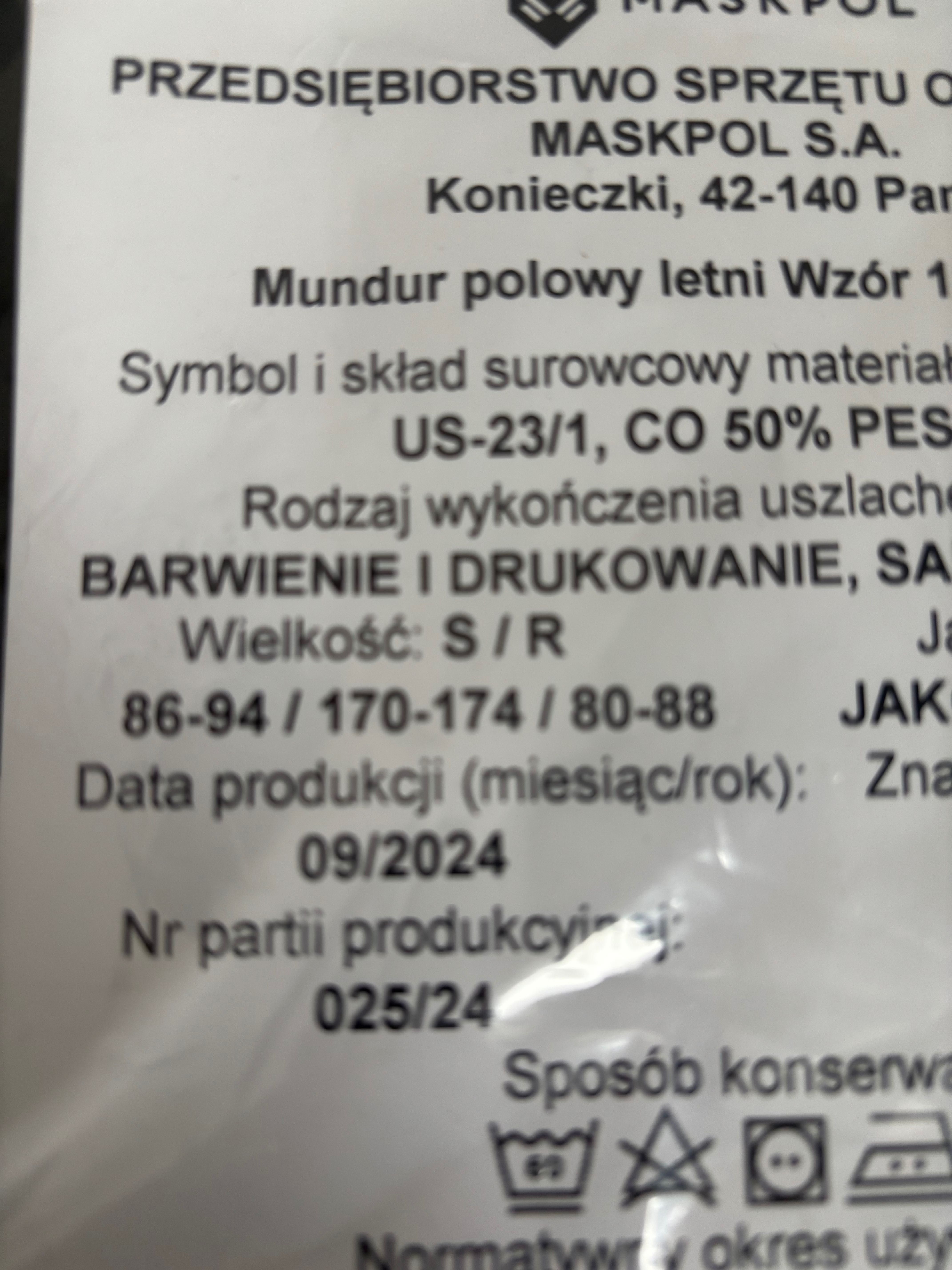 Mundur letni stan nowy