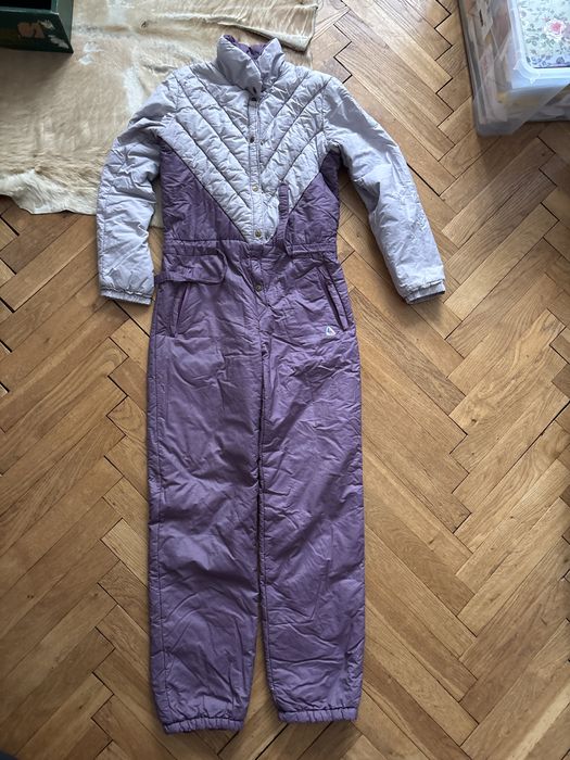 Zimowy kombinezon puchowy vintage fioletowy