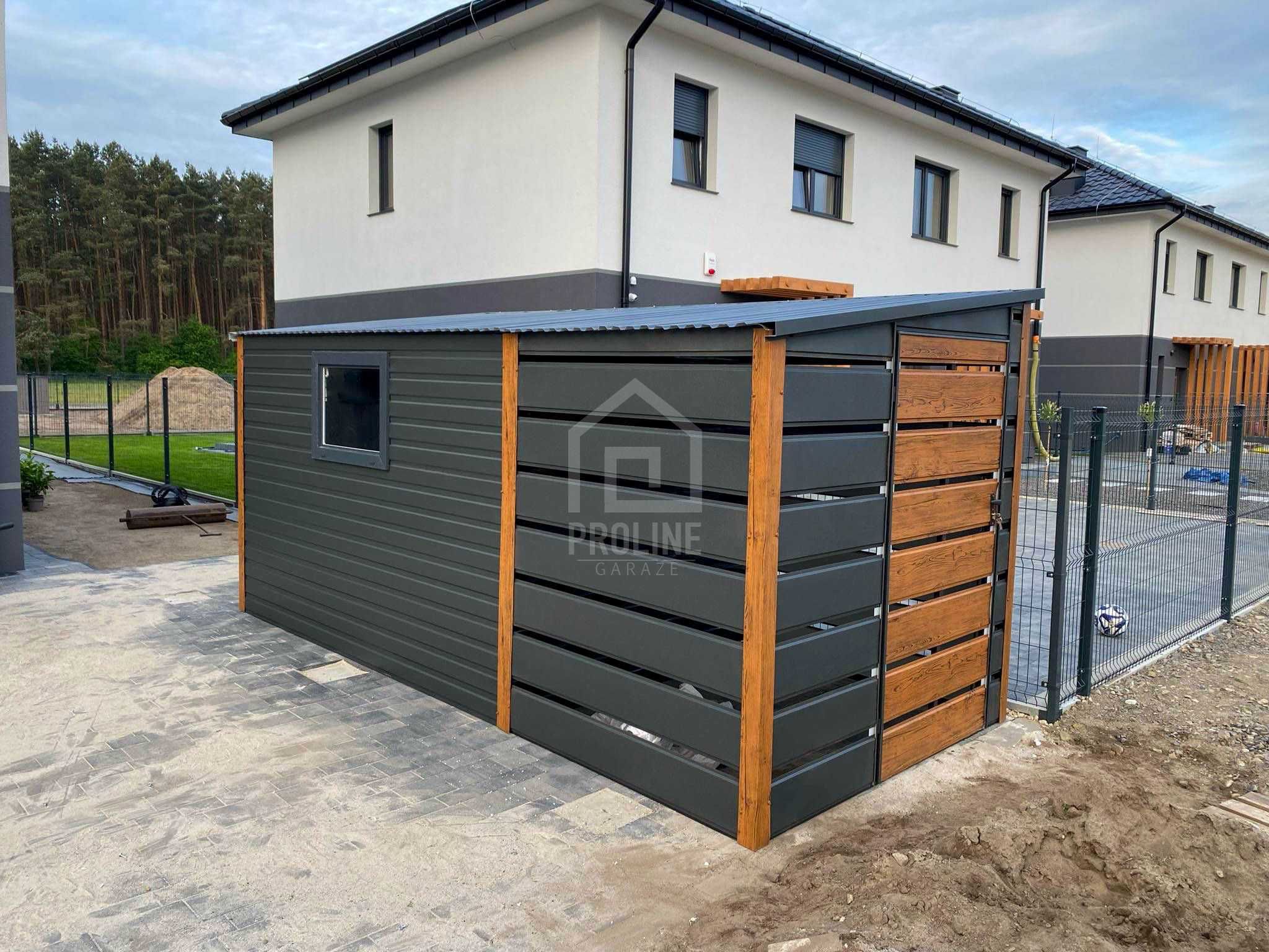 Schowek Domek Ogrodowy 3x2m + wiata 2m 2x Drzwi okno dach spad PLG132