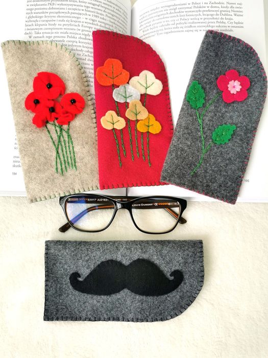 Etui pokrowiec na okulary z filcu prezent na Dzień Babci i Dziadka