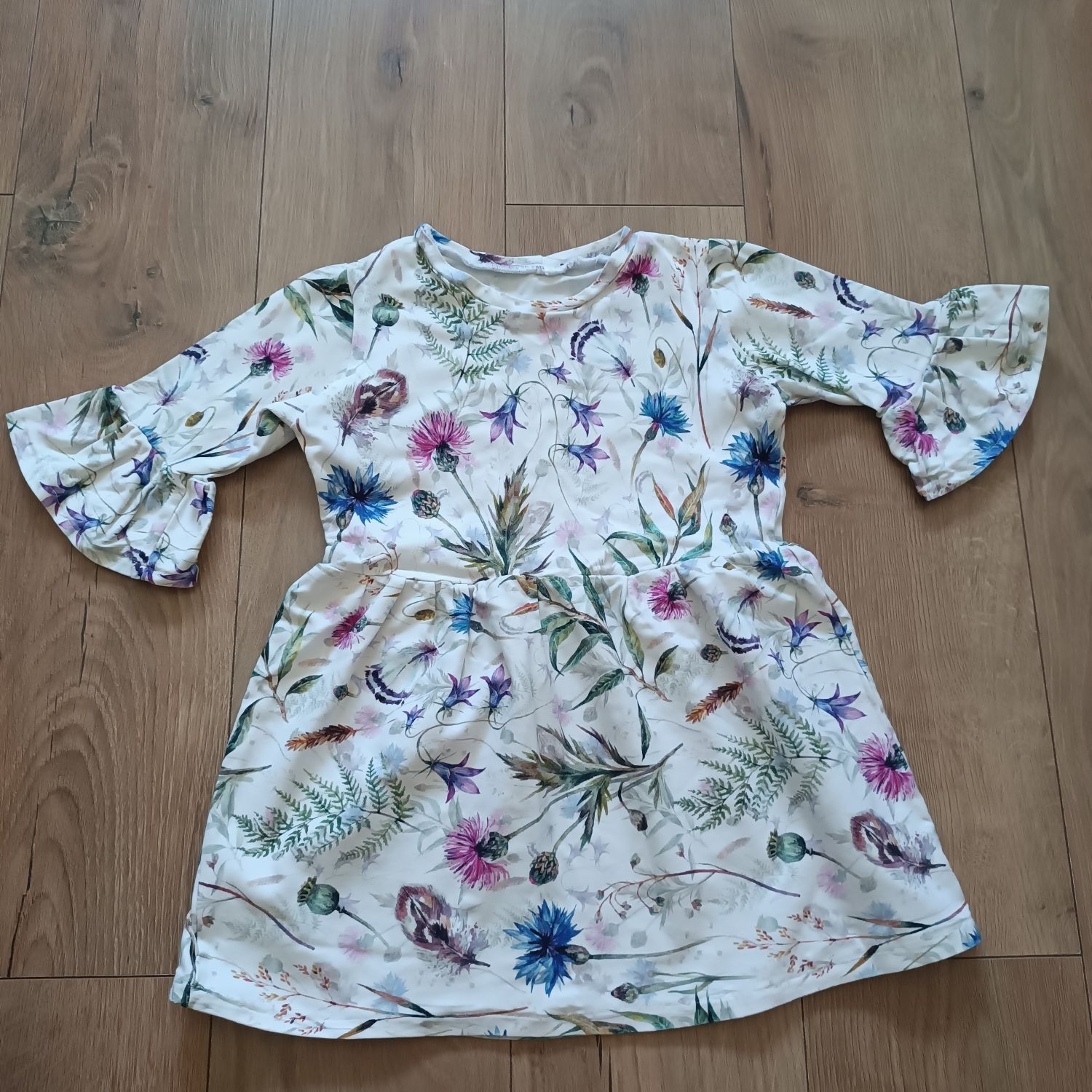 Sukienka handmade w kwiaty 98-104